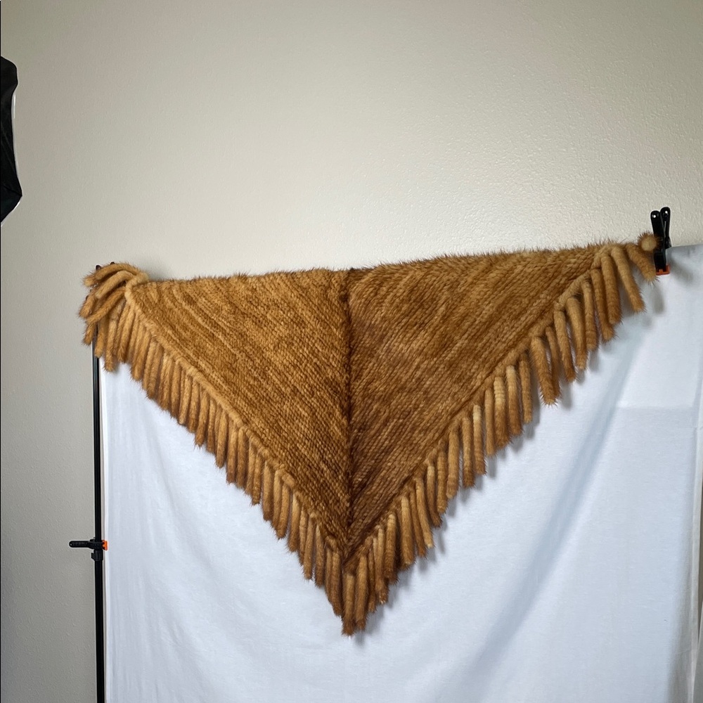 PAULA LISHMAN Limited Hand Knit Mink Fur Cape Poncho Wrap Shawl One Size - Picture 7 of 17